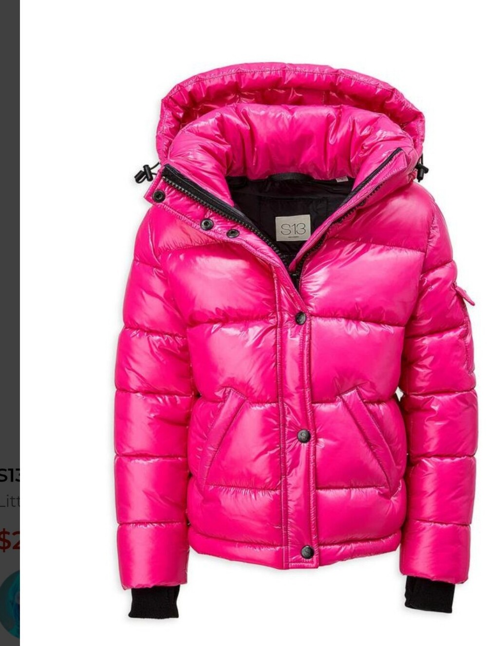 S13 Kids' Hot Pink Ella Puffer Jacket with Hood